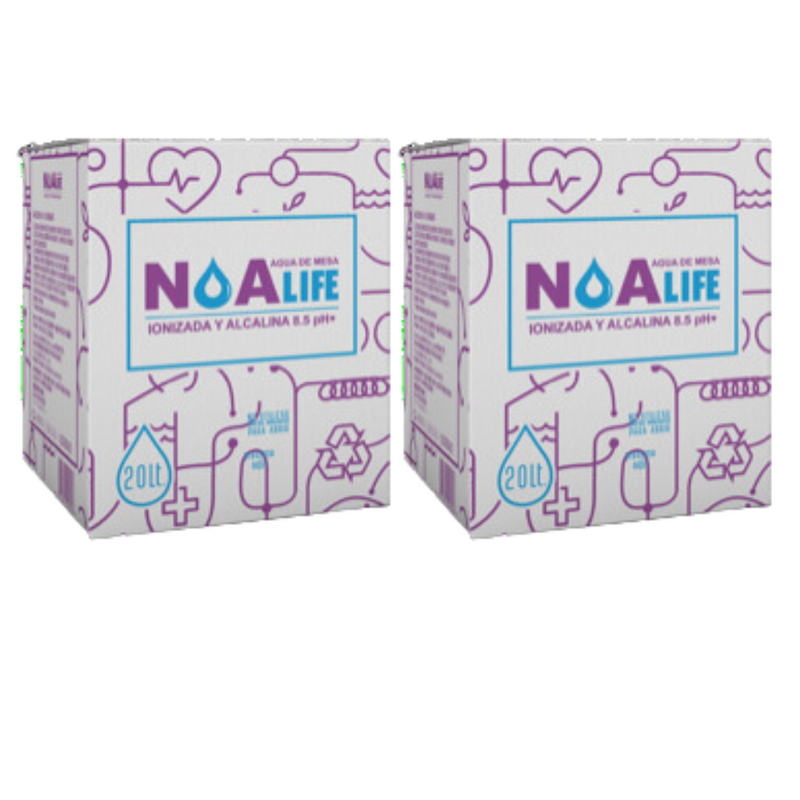 Agua Ionizada y Alcalina  Noalife 2 Cajas x 10 L