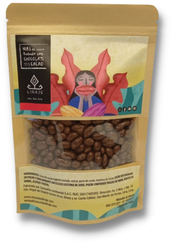 Grageas de Nibs de cacao con chocolate y leche 54% Cacao Linaje 50g