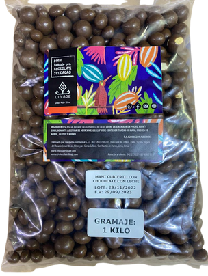 Grageas de Nibs de cacao con chocolate y leche 54% Cacao Linaje 1Kg