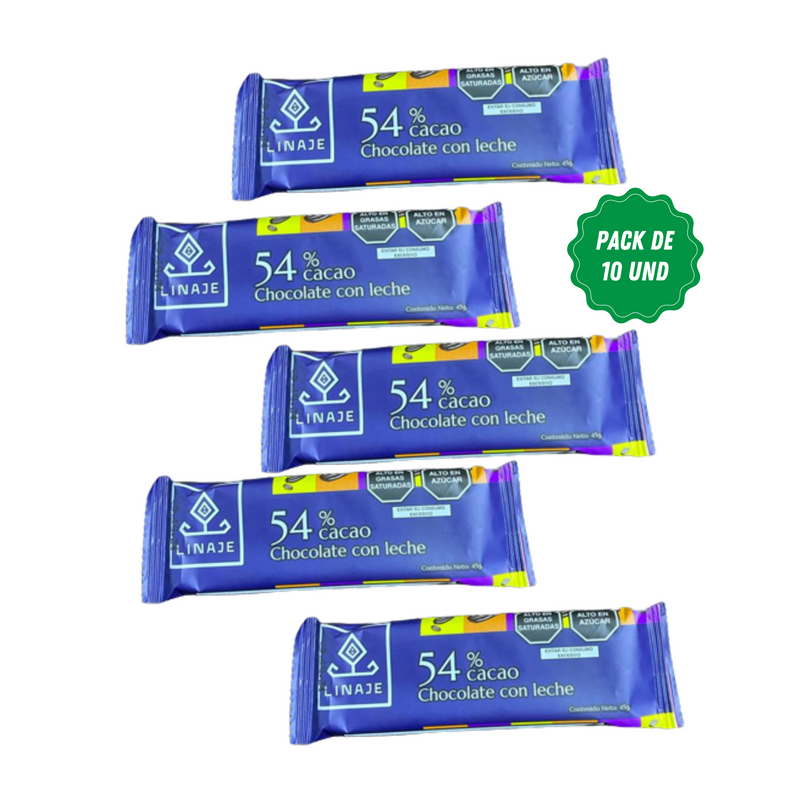 Barras de Chocolate con leche Linaje Pack 10 x 45g