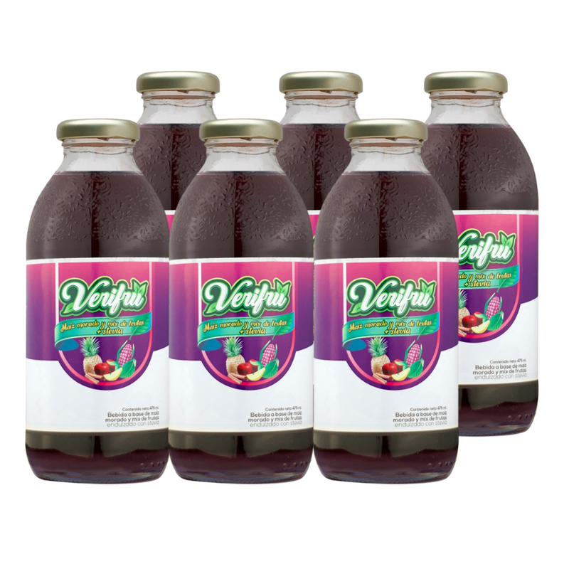 Bebida de Maiz morado y mix de furtas con stevia Verifru Pack 12 x 475ml