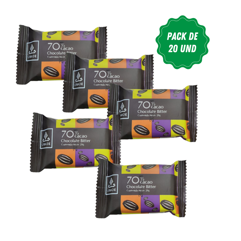 Barras de Chocolate Bitter 70% Cacao Linaje Pack 20 x 25g