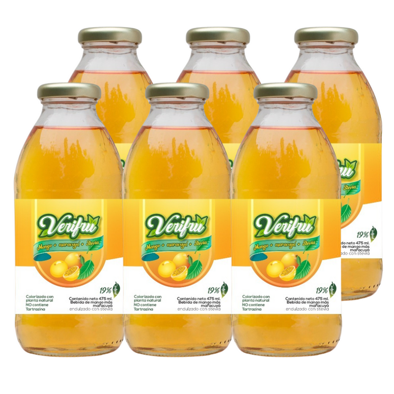 Bebida de Mango con Maracuyá y Stevia Verifru Pack 12 x 475ml