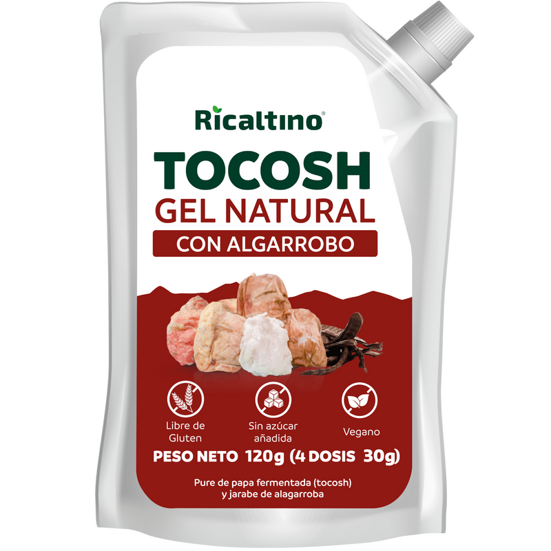 Gel probiótico y prebiótico de Tocosh con Algarrobo Ricaltino Pack 6 und x 150g