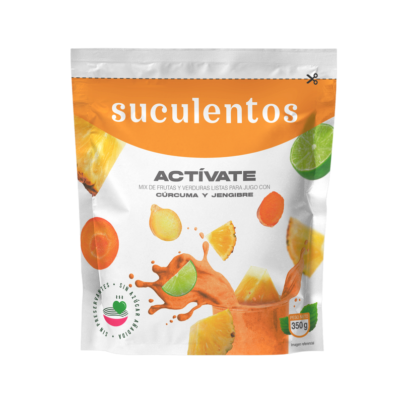 Mix Activate combinación de Piña, Zanahoria, Limón, Cúrcuma, Jengibre y Hierba Luisa SUCULENTOS 350gr