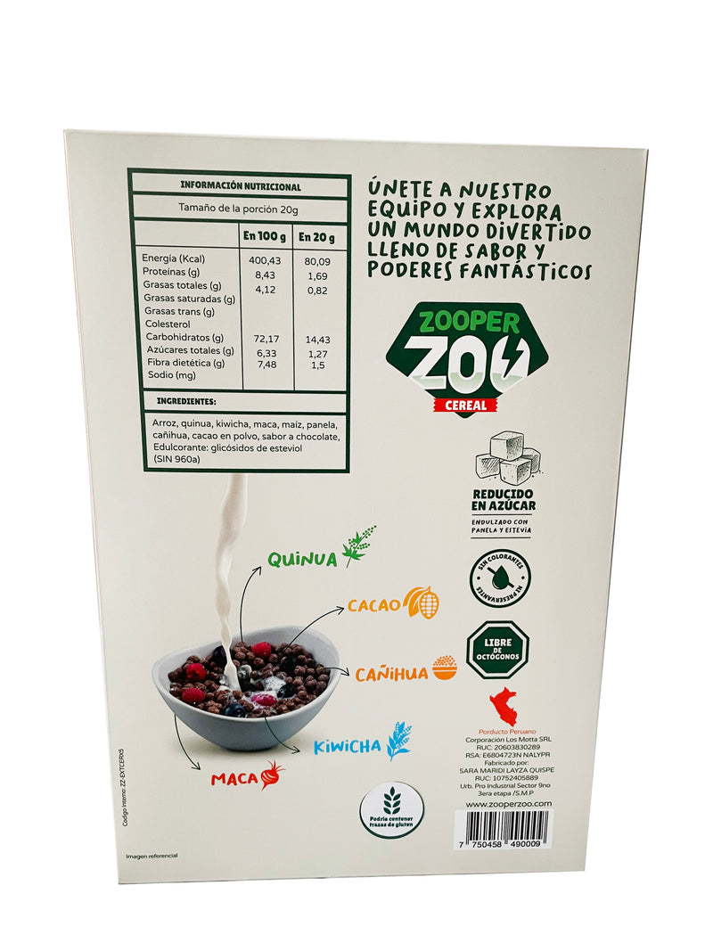 Cereal Superfoods Quinua, cacao, cañihua, maca y kiwicha Zooperzoo 200g