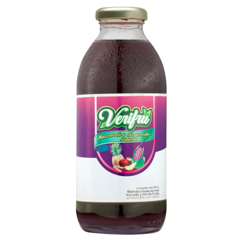 Bebida de Maiz morado y mix de furtas con stevia Verifru Pack 12 x 475ml