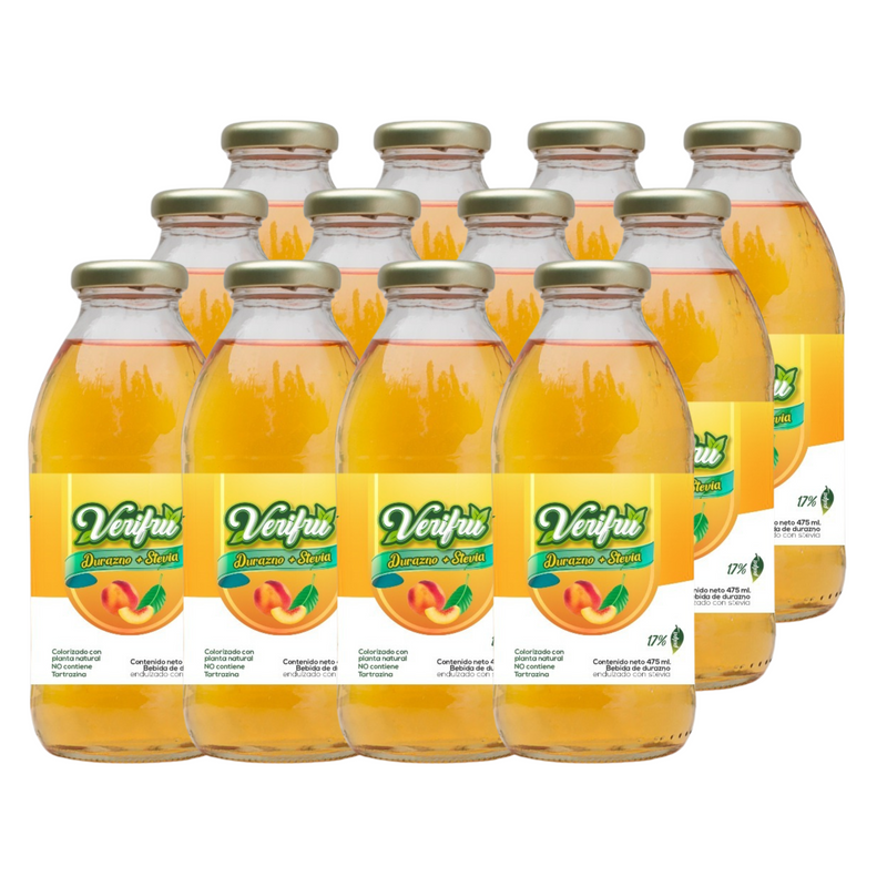 Bebida de Durazno con Stevia Verifru Pack 12 x 475ml