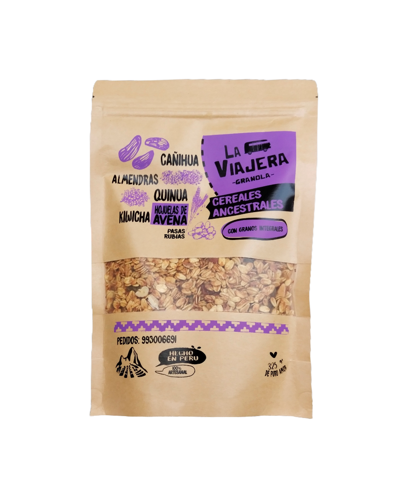 Granola Artesanal Cañihua, Almendras, Quinua, Hojuelas de avena, Kiwicha, Pasas Rubias, Miel de caña 325g