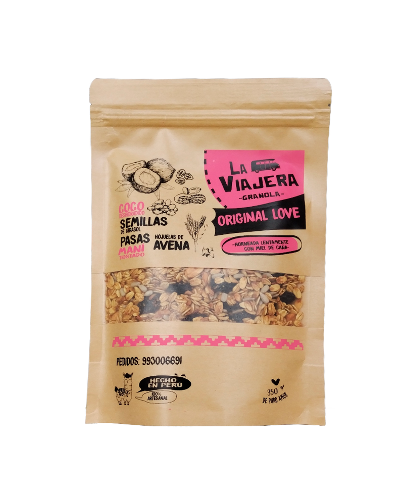 Granola Artesanal Pasas morenas, Coco Deshidratado, Semillas de Girasol, Pasas, Hojuelas de Avena, Mani Tostado, Miel de caña 350g