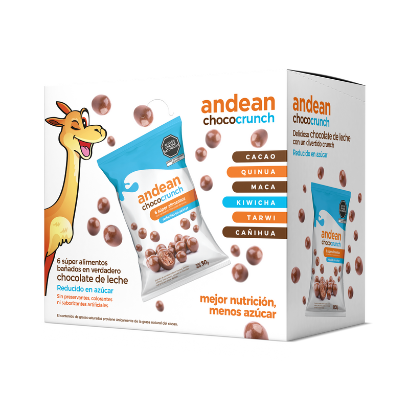 Cereales Andinos bañados en Chocolate Andean Choco Crunch Nunatura Caja 8 x 30g