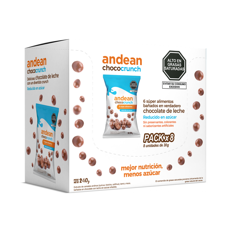 Cereales Andinos bañados en Chocolate Andean Choco Crunch Nunatura Caja 8 x 30g