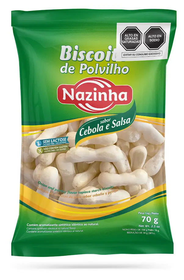 Galletas Saladas De Almidòn De Yuca Sabor Cebolla Y Perejil NAZINHA 70gr