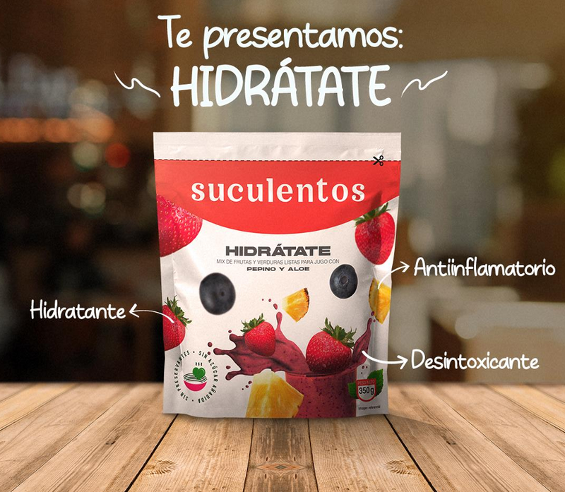 Mix Hidratante combinación de Piña, Fresas, Arándanos, Pepino y Aloe SUCULENTOS 350gr