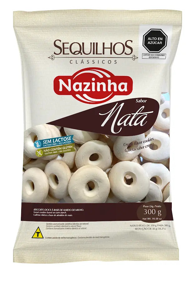 Galletas Dulces A Base De Almidón De Maíz Sabor Nata sin gluten NAZINHA 300gr