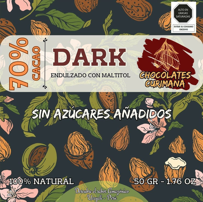 Chocolate Dark con Maltitol con 70% cacao Curimana 50gr