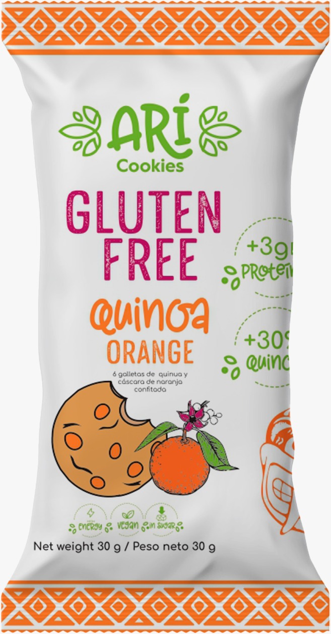 Galleta Gluten Free sabor Quinua Naranja ARI CAJA DE 200 UNID