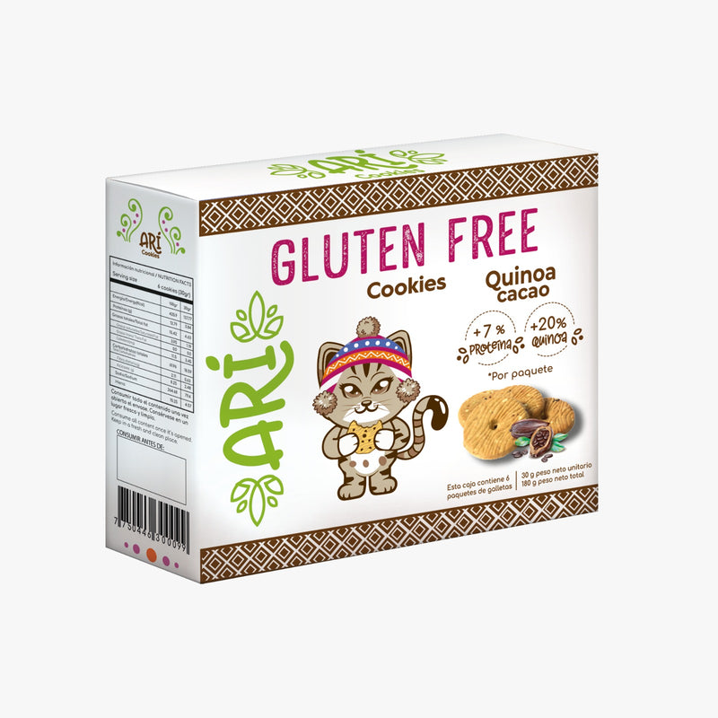 Galleta Gluten Free sabor Quinua Cacao ARI CAJA DE 200 UNID