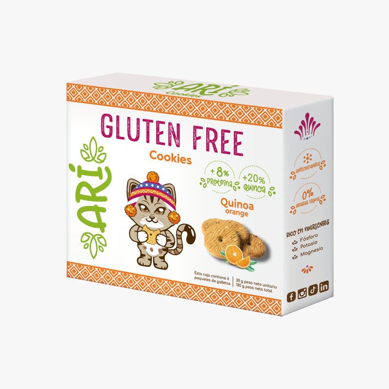 Galleta Gluten Free sabor Quinua Naranja ARI CAJA DE 200 UNID