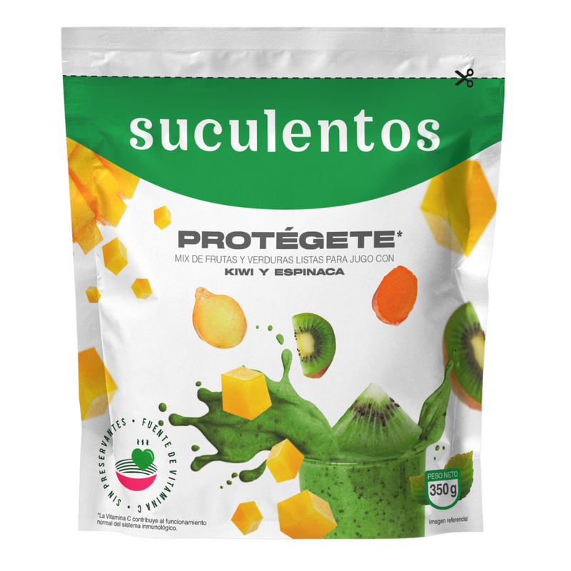 Mix Protégete combinación de Mango, Espinaca, Kiwi, Cúrcuma y Jengibre SUCULENTOS 350gr