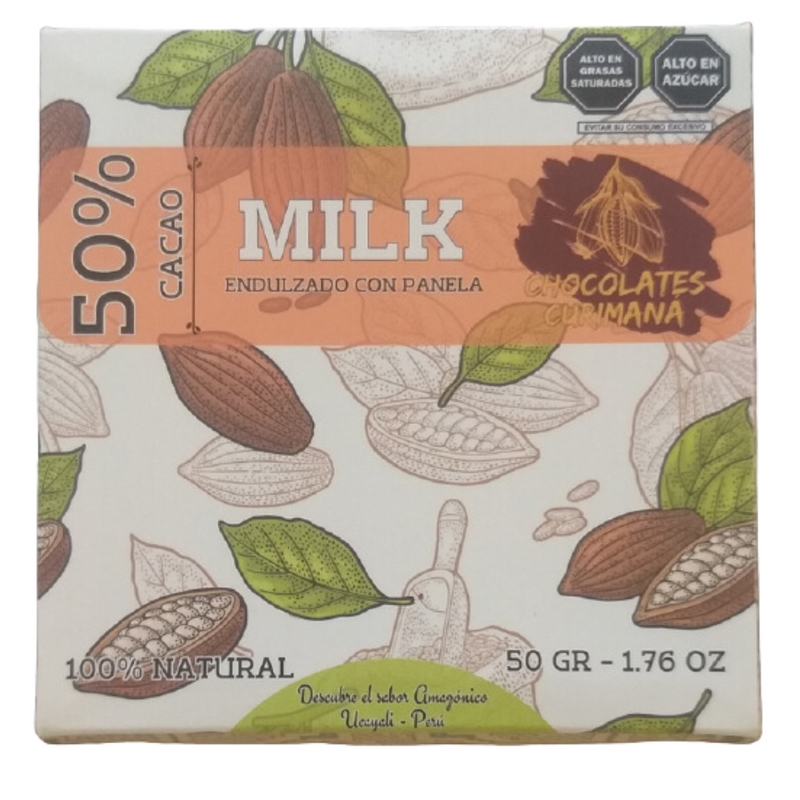 Chocolate con Leche y Panela al 50% cacao Curimana 50gr