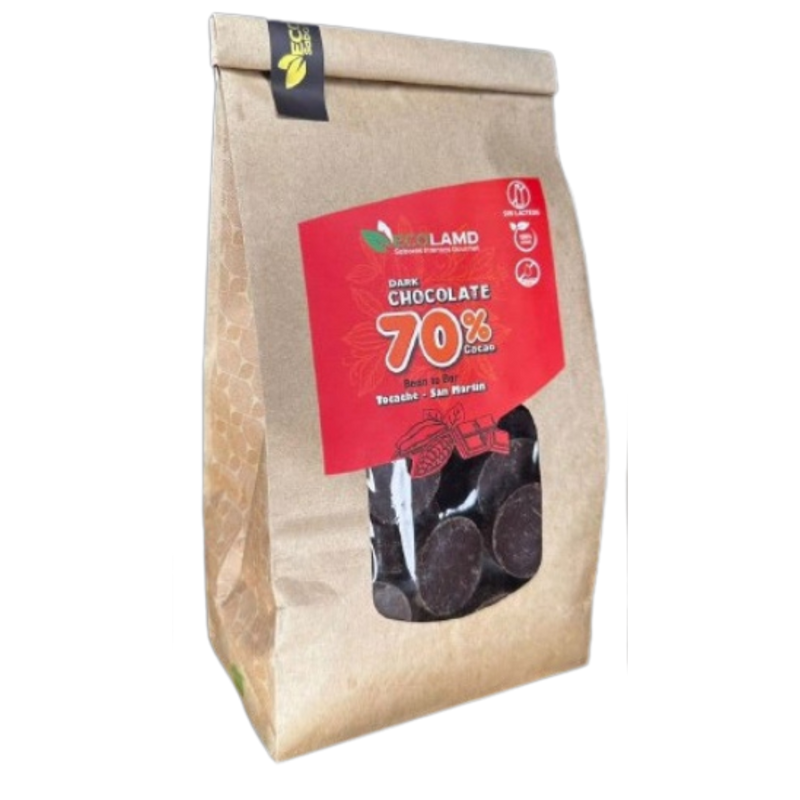 Monedas de Chocolate San Martin Bitter 70% Cacao Ecolamd bolsa 500g