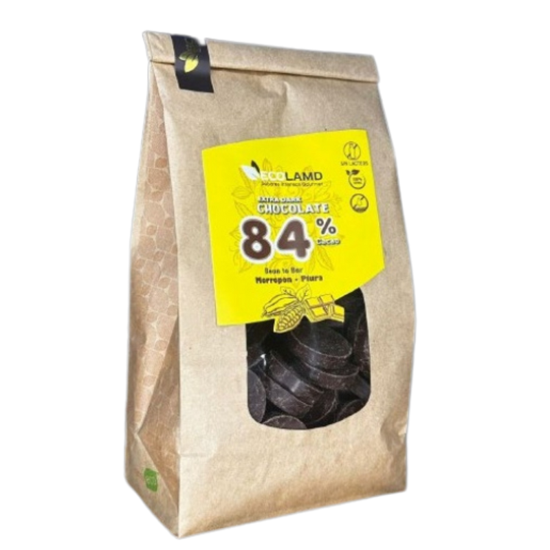 Monedas de Chocolate Piura Extra Dark 84% Cacao Ecolamd bolsa 200g