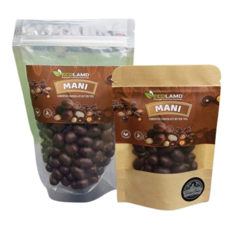 Nibs de Mani bañado en Chocolate Bitter 70% Ecolamd bolsa 50g