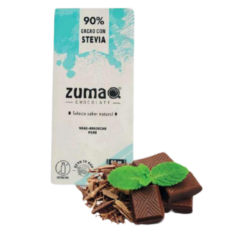 Chocolate 90% Cacao Bitter con Stevia Zumaq 80gr