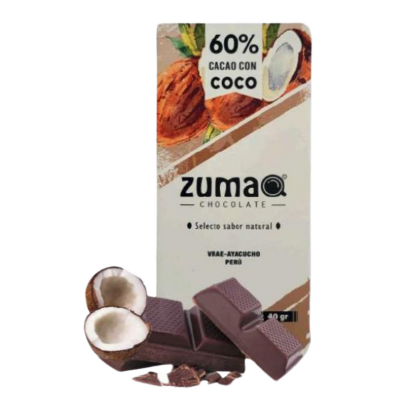 Chocolate 60% Cacao Bitter con Coco Zumaq 40gr