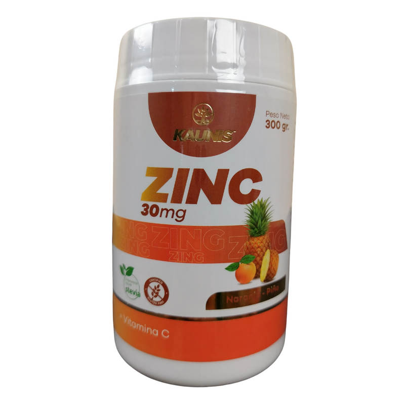 Zinc 30mg 300 gr sabor Naranja + Piña Kaunis 300g