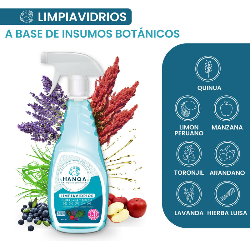 Limpiavidrios de Hierba Luisa y Toronjil Hanqa 500ml