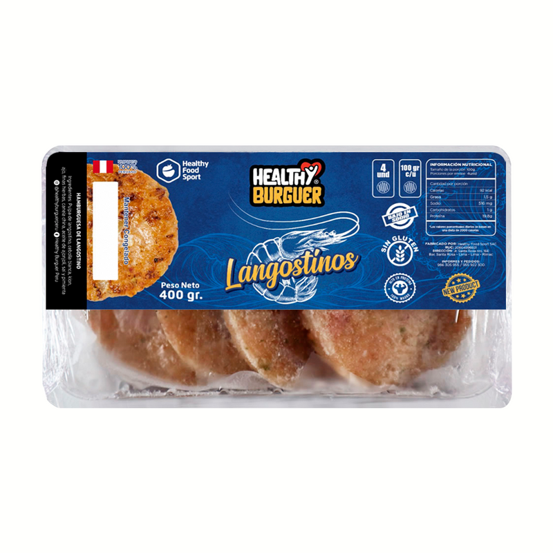 Hamburguesa Artesanal Langostino Healthy Burguer 400g Reg. Sanitario PROXIMAMENTE