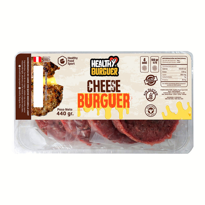 Hamburguesa Artesanal de Carne Cheese Healthy Burguer 400g