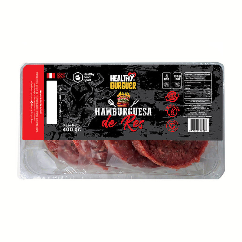 Hamburguesa Artesanal de Res Healthy Burguer 400g