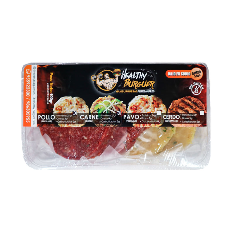 Hamburguesa Artesanal Mixto de Pollo y Carne Healthy Burguer 400g