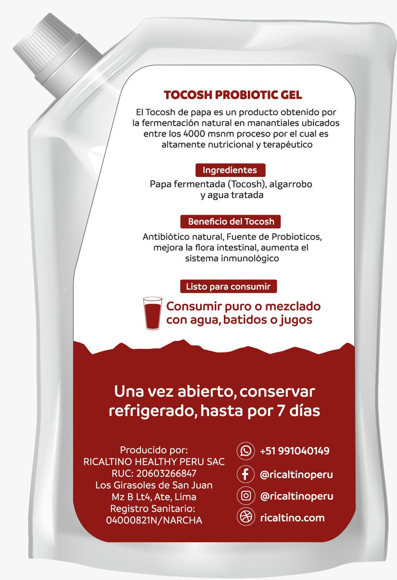 Gel probiótico y prebiótico de Tocosh con Algarrobo Ricaltino 150g