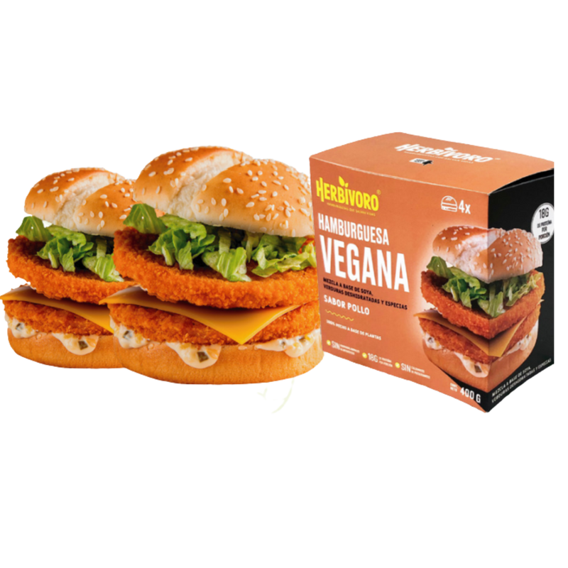 Hamburguesa vegana sabor pollo congelada Herbivoro caja 4und (400g)