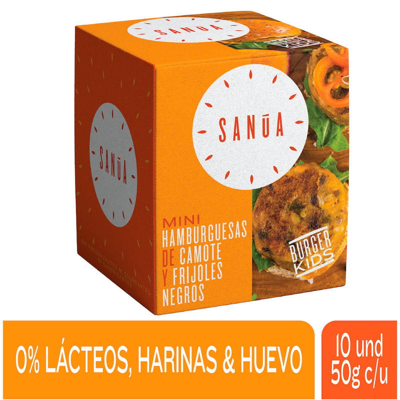 Mini Hamburguesas de Camote y Frijoles Negros Sanúa 10 unid