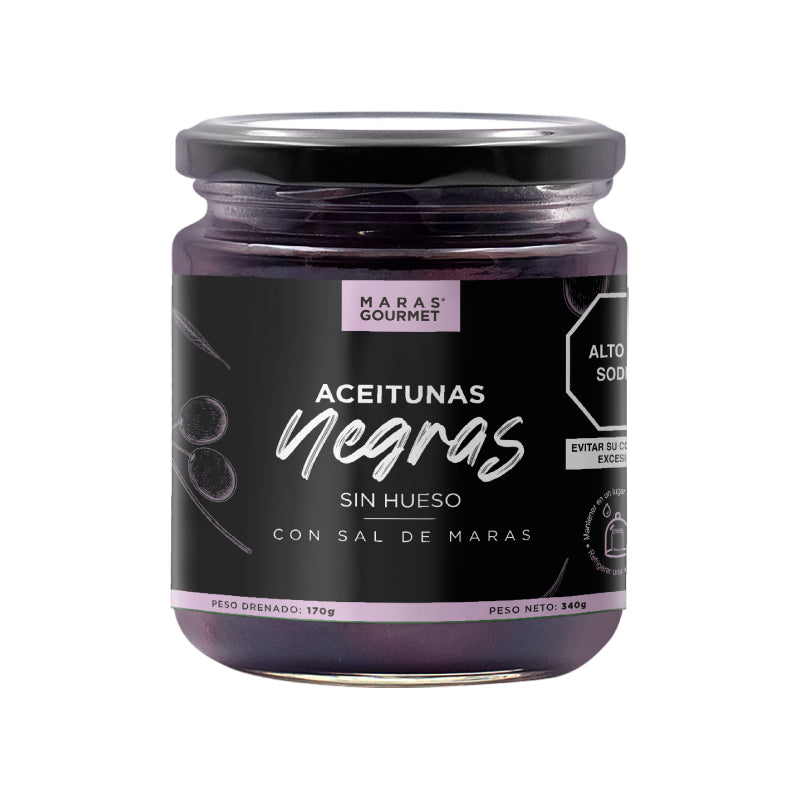 Aceituna Negra sin hueso con sal de Maras Maras Gourmet 340g