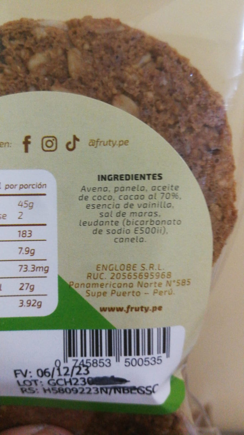 Galletas de Avena y Chocochips Fruty 100g (5 und)