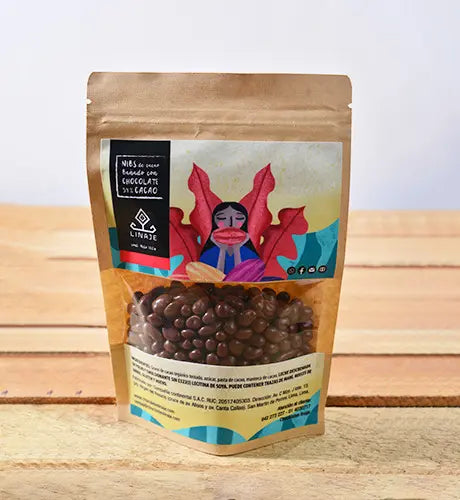 Grageas de Nibs de Cacao con chocolate y leche 54% Cacao Linaje 100g