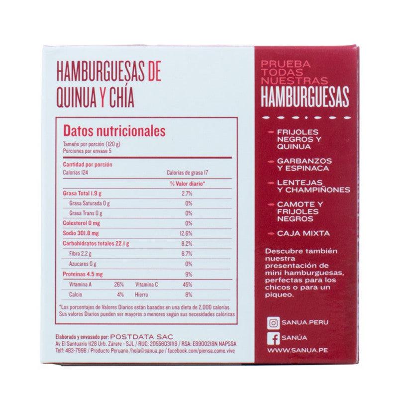 Hamburguesas de Quinua y Chía Sanúa 5 und