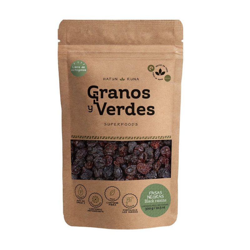 Pasas negras Granos y Verdes 150g