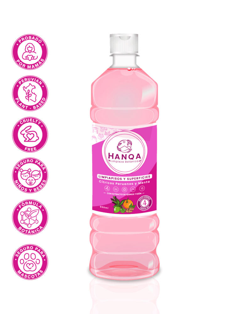 LimpiaPisos y Superficies de Cítricos Peruanos y Menta Hanqa Galon 4 L