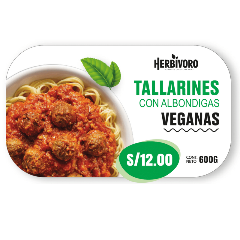 Tallarines con albondigas veganas Herbivoro 600g